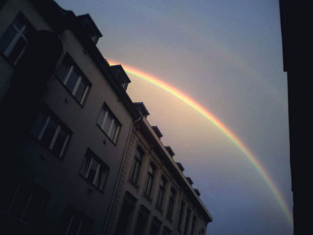 dual regenbogen d�cher haus himmel regenbogen sonne dach 