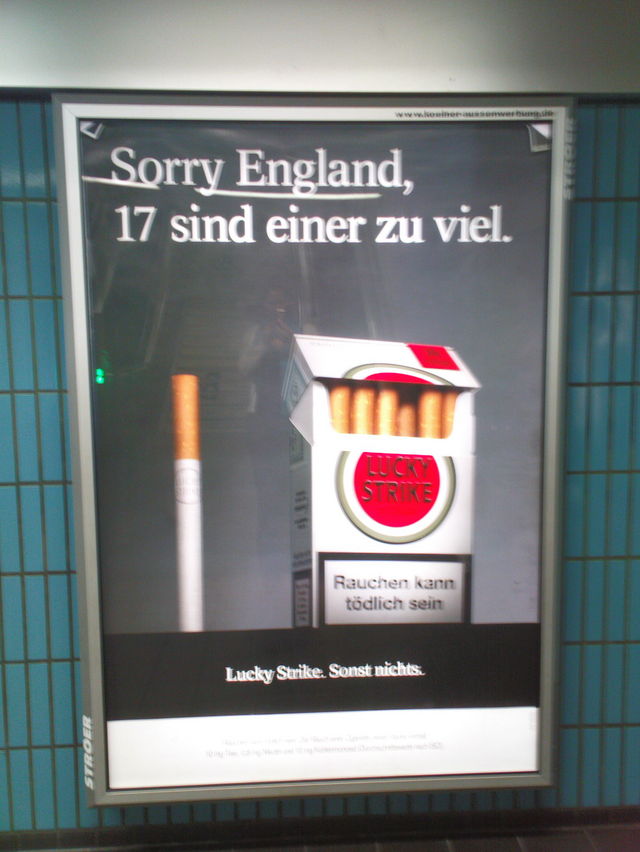 sorry entschuldigung sorry plakat werbung zigaretten luckys fuball england em2008 